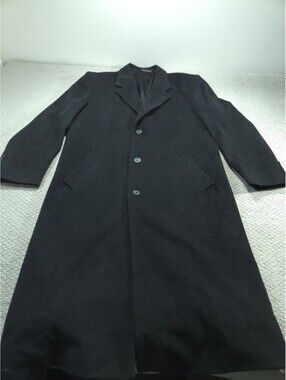 Chereskin Cashmere Coat Mens 44R Black Wool Blend Jacket Over Trench